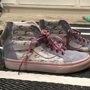 Kids Rainbow Unicorn Vans High Top Sneakers